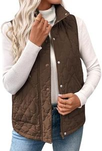 Chaleco Acolchado Marrón Oscuro para Mujer, Cuello Alto, Cierre Completo, Sin Mangas, Ropa Casual de Invierno, Relleno de Poliéster, OEM - Product Image 2