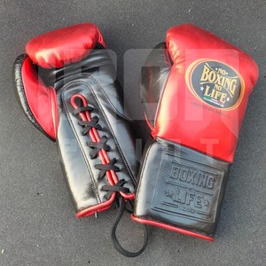 Guantes de Boxeo Profesionales Personalizables, Sin Boxeo No Hay Vida, con Cordones, Cuero Vacuno de Primera Calidad, Acolchado Grueso de 4 Capas, Gran Venta - Product Image 2