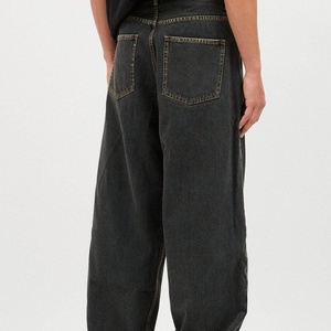 Nouvelle Arrivée Jean en Denim Délavé Foncé Coton Extensible Coupe Ample Hip Hop Pantalon Décontracté Vêtements Personnalisés OEM Marque Privée - Product Image 3