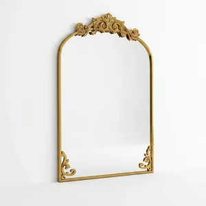 Luxury <b>Gold</b> Art Deco Wall <b>Mirror</b> with Carved Floral Crown Lighted Decor for Living Room Bedroom Hallway Diwali - Product Image 2