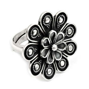 Vintage Oxidized 925 Silver Women's Statement Mandala <b>Ring</b> At Wholesale Price Bohemian Jewelry Perfect For Party And Gift - Product Image 1