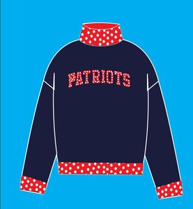 เสื้อสเวตเชิ้ตผู้หญิงแบบถักลายตัวอักษร Patriots 2 ชิ้น สีแดง คอปกและปลายแขนเสื้อลายจุด  แขนยาว คอเต่า สวมใส่สบายๆ สำหรับฤดูใบไม้ร่วง - Product Image 3
