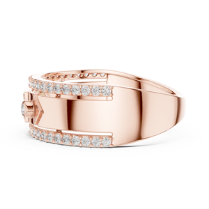 Luxury <b>Rose</b> <b>Gold</b> Finish Geometric Diamond <b>Ring</b> for <b>Men</b> & Women | Premium Sparkling Stone Statement Band Jewelry - Product Image 4