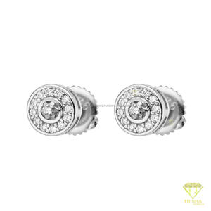 925 <b>Sterling</b> <b>Silver</b> Lab Grown Diamond Spiral <b>Stud</b> <b>Earrings</b> With Round Stone Design Gold Tone Detail For Retail - Product Image 2