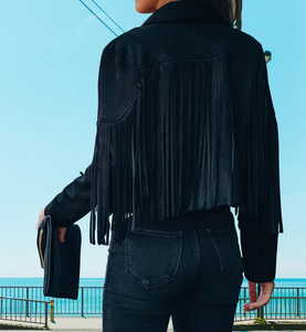 New Premium Wholesale Custom Design Genuine Leather Quilted 100% Polyester Fringes Motorcycle <b>Jacket</b> for Women Spring <b>Winter</b> - Product Image 2