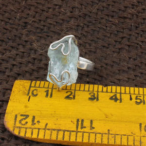 Bague artisanale en argent sterling 925 avec aquamarine naturelle, bijoux vintage faits à la main, cadeau de mariage pour femme, vente en gros - Product Image 3