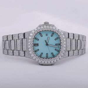 Montre à quartz de luxe tendance Bling pour homme faite à la main avec diamant de laboratoire VVS Moissanite Ready Stock - Product Image 3