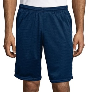 Shorts en maille bleu uni respirants transparents effet résille avec taille élastique Vente en gros OEM ODM - Product Image 5