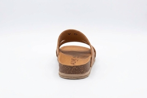 Brown Genuine Leather Flat <b>Sandals</b> Open Toe Slip-On <b>Cork</b> Midsole Rubber Outsole Summer Shoes Breathable Snakeskin Pattern - Product Image 4