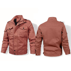 Veste d'hiver en toile pour homme adulte, couleur rose discret, deux poches latérales, coupe-vent, fermeture éclair, boutons en corne, respectueuse de l'environnement - Product Image 3