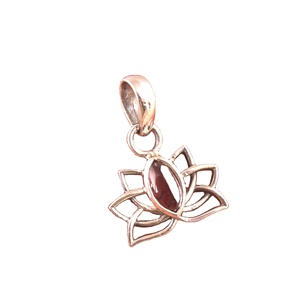 จี้ดอกบัวพลอยโกเมนสีแดงสำหรับผู้หญิงจี้เงินแท้ทำด้วยมือ925จี้ชั้นดีและเครื่องประดับสุดมีเสน่ห์ - Product Image 6