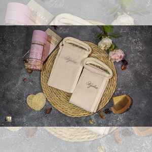 Eco-Certified 100% Turkish Cocoon Silk Mittens Customized Logo Printed Bath Brushes Sponges <b>Scrubbers</b> Strap Handle for Body Care - Product Image 5