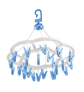 Séchoir à linge rond à 24 pinces avec 16 pinces roses, cintre en plastique de type crochet pour buanderie, design multifonctionnel et durable - Product Image 2