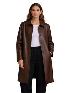 OEM Women's XL Plus Size <b>Leather</b> Jacket Long Slim Fit Fashionable Versatile Motorcycle Coat Cotton Filling for Autumn Winter - Product Image 6