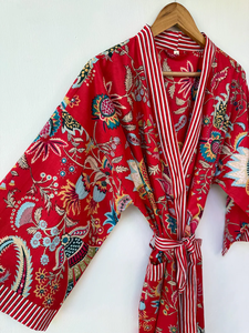 Bata Kimono de Algodón Suave con Estampado de Dibujos Animados para Mujer, Camisón de Verano Hecho a Mano ODM con Cuello en V y Cintura Elástica de Longitud Completa - Product Image 4