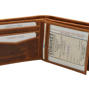 กระเป๋าสตางค์หนังแท้ทำมือ 100% ป้องกัน RFID แบบสามพับสำหรับผู้ชาย - Product Image 3
