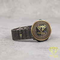 Montre classique pour homme avec moissanite, boîtier rond, cadran noir, fonction date, bracelet en acier inoxydable 22 mm, luxe et mode