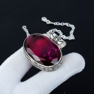 สร้อยคอจี้อเมทิสต์สีชมพูทำมือ: สไตล์วินเทจ - Product Image 4