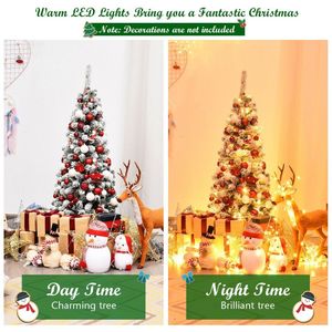 Albero di Natale a forma di matita, innevato, preilluminato, 4,5 piedi, con 150 luci LED - Product Image 6