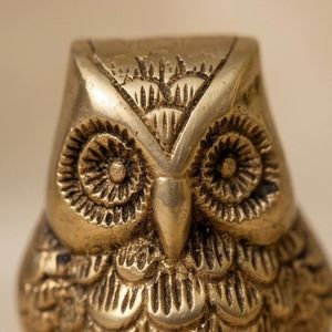 Figurine d'hibou en laiton plaqué or, sculpture animale 3D, objet de collection, artisanat de moulage, décoration artistique - Product Image 2