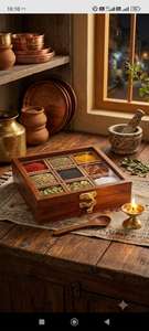 Handmade Wooden Spice <b>Box</b> with Spoon - Product Image 1