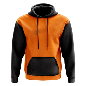 Sweat-shirt à capuche pour homme, orange et noir, coupe classique, décontracté, couleur unie, sweat-shirt à capuche avec graphisme haute définition, tissu brossé doux - Product Image 1