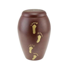 Urnes souvenir en métal fini émail blanc conception gravée de pied fournitures funéraires urnes pour cendres humaines nouveau pot de crémation Design - Product Image 6