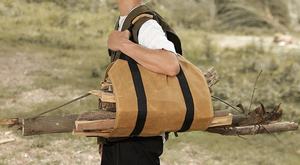 Portador de leña de lona encerada, accesorios para acampar, portador de troncos, regalo para papá, regalo para él - Product Image 3