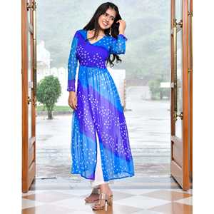 ชุดคุรตะสีม่วงน้ำเงินหลากสี ไซส์ XS - Product Image 3