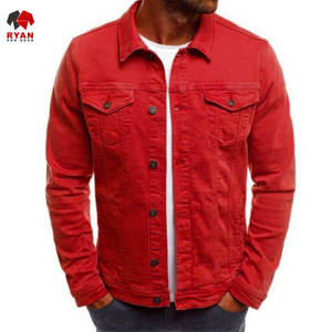 Veste en jean personnalisée de qualité supérieure pour hommes, fermeture à boutons avec logo personnalisé, motif uni - Product Image 1