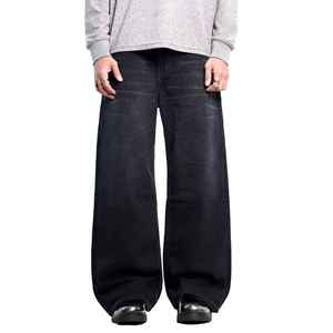 Manufacturer Direct Men's Wholesale Breathable Casual Dark Straight Solid Denim Jeans Embroidery for Summer Autumn Winter - Product Image 1