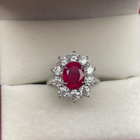 Bague en argent sterling avec diamant halo ovale rose rubis, sertie de quatre griffes, bijou de mode nuptial pour femme