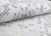 Tapis d'appoint exquis en laine et soie véritable 8x10, motif géométrique, style indo-népalais |   Tissage fin à 80 nœuds |   Tapis artisanal de famille |