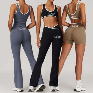 Conjuntos Deportivos para Mujer al por Mayor, Leggings con Cintura Cruzada en Contraste de Color y Corte en V, Ropa Deportiva para Gimnasio, Fitness, Yoga - Product Image 1