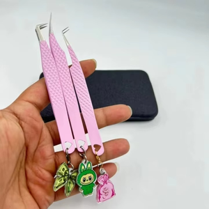 Pince à épiler professionnelle de haute qualité en acier inoxydable classique pour extensions de cils, anti-magnétique, pointe lisse - Product Image 3