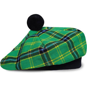 Chapeau écossais Tam o Shanter, bonnet traditionnel en tartan avec pompon, casquette plate en laine acrylique, taille unique - Product Image 1