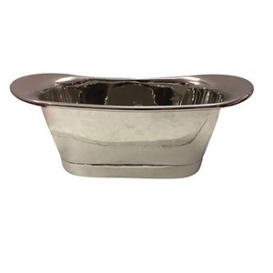 Baignoire ovale autoportante en acier inoxydable, moderne, avec drain central et cascade décorative, pour salle de bain - Product Image 5