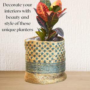Grand pot de fleurs tressé avec doublure, fait main en jute et corde, panier de plantation décoratif pour plantes d'intérieur, à poser au sol pour le salon - Product Image 3