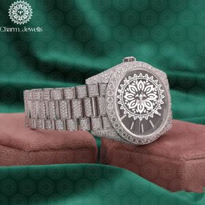 Charm_Jewells Stainless Steel <b>Diamond</b> <b>Watch</b> Round Analog Dial Sapphire Crystal Luxury Fashion Unisex Folding Clasp - Product Image 3