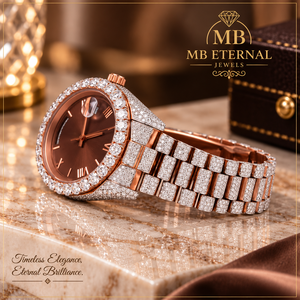 Reloj de Diamantes de Lujo MB ETERNAL para Hombre/Unisex, Analógico-Digital de Cuarzo, Acero Inoxidable, Oro Rosa, Esfera Cuadrada de 38 mm, Cierre Oculto ETA - Product Image 3