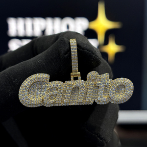 Pendentif personnalisé HIPHOP SPARKLE Canito en argent sterling 925 avec lettres bulles glacées en moissanite VVS, style hip-hop, plaqué or - Product Image 5