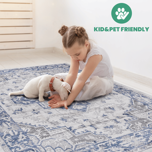 Tapis d'appoint oriental MARFI Collection 5X7 en bleu/gris - Product Image 5