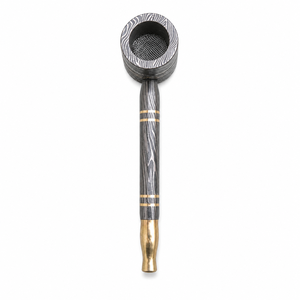 Jexmoo Pipa de Fumar Recta Reutilizable de Acero de Damasco de Lujo Hecha a Mano con Funda de Cuero, Regalo para Papá, Esposo, Novio - Product Image 1