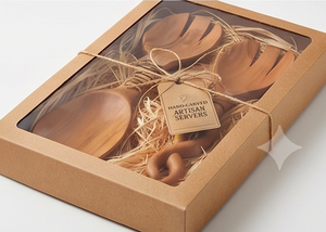 Ensemble de cuillères à salade en bois, poli à la main, design nordique, finition naturelle, pour la restauration et la cuisine - Product Image 4