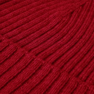 Gorro de Invierno con Puño Acanalado, Color Rojo Sólido, 100% Algodón, Impresión Digital, Gorro de Punto para Adultos Unisex, Estilo Casual, para Venta en Línea - Product Image 3