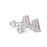 Versilberte Sterling Silber Ohrringe mit Trillion-Schliff Rosa Saphir, Klassischer Damenschmuck 1,5g Heerani Jewels
