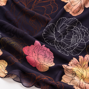 ผ้าชีฟองลายดอกไม้ 100% วิสโคส สีแดงเข้ม สีแดงอมน้ำตาล สีชมพู สีแดงไวน์ สีแดงอมม่วง สีแดงมารูน สีแดงอมเทา - Product Image 5
