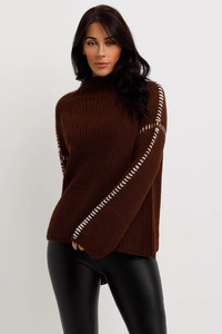 Pull en maille à col montant, doux, extensible, à manches longues, chaud, moderne, pour usage quotidien, confortable, vêtements de mode, vente en gros, usine - Product Image 5
