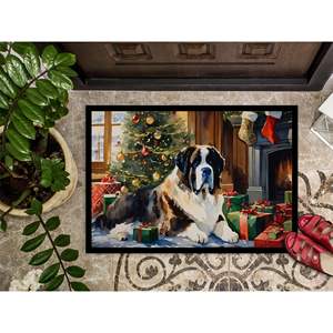 Saint Bernard Paillasson de Noël douillet, antidérapant, lavable, à poils bas, 24h x 36w, tapis d'entrée intérieur et extérieur pour porte d'entrée - Product Image 3