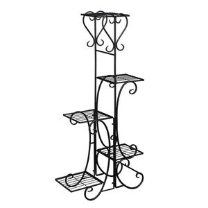 Espositore per Piante a 5 Ripiani Nero Quadrato per Interni/Esterni, Arredamento da Patio per Contenere Piante e Fiori - Product Image 6